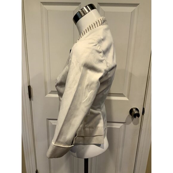 Floreat Anthropologie Cream W/ Blue Striped Trim Jacket, Size 0 (US) - Picture 6 of 10
